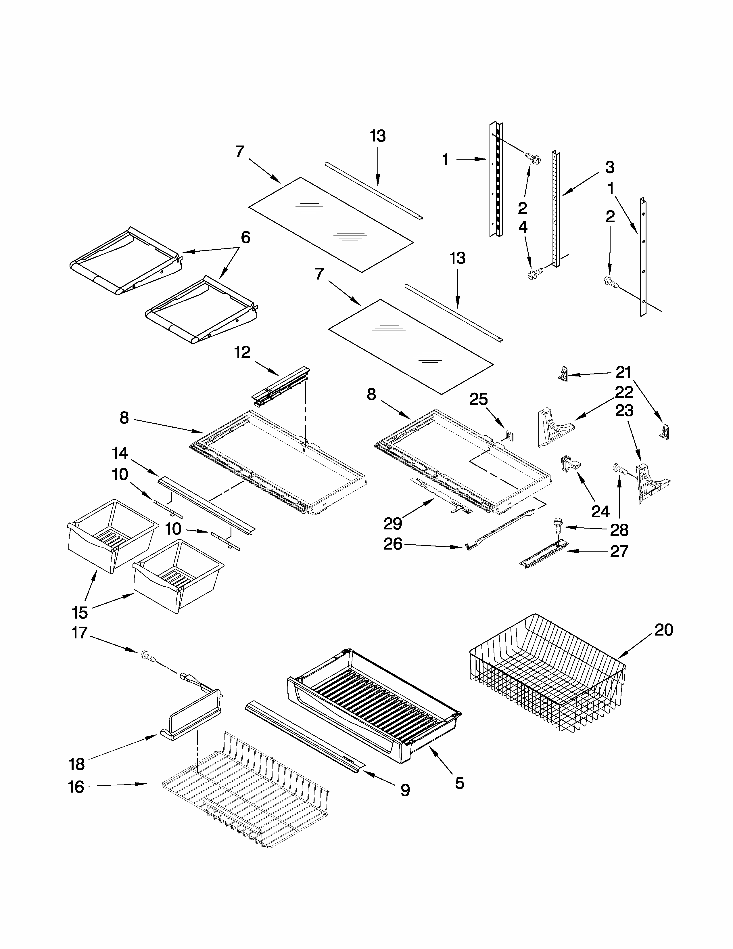 Shelf Parts Diagram and Parts List for GB6526FEAS2  Maytag Refrigerator