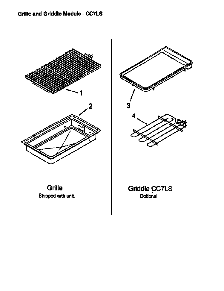 Grille And Griddle Module - Cc7ls Diagram and Parts List for CC13W P1155203S Amana Range