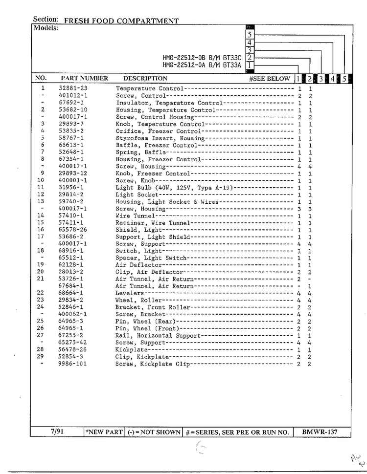 Fresh Food Compartment Page 2 Diagram and Parts List for 22512-0B  Admiral Refrigerator