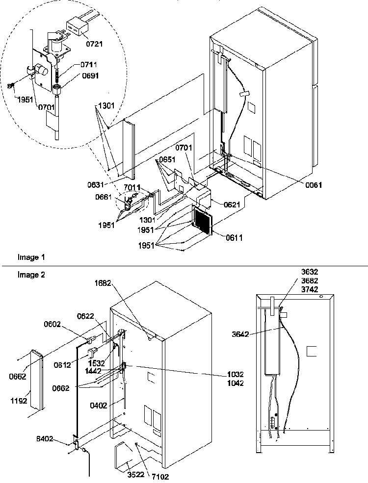 Cabinet Back Diagram and Parts List for TH18V2W-P1315702WW  Amana Refrigerator