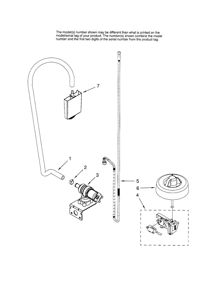 Fill & Overfill Diagram and Parts List for MDBS561AWB1  Maytag Dishwasher