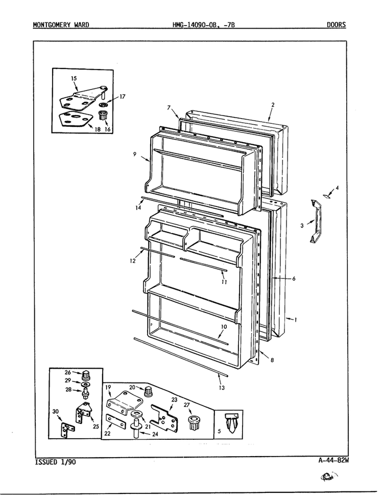 Doors Diagram and Parts List for 14090A  Admiral Refrigerator