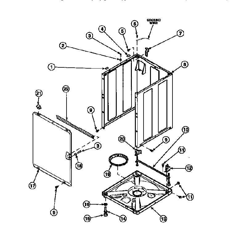 Front Panel, Base Assembly And Cabinet Assembly Diagram and Parts List for CW8202W2-PCW8202W2B  Crosley Washer