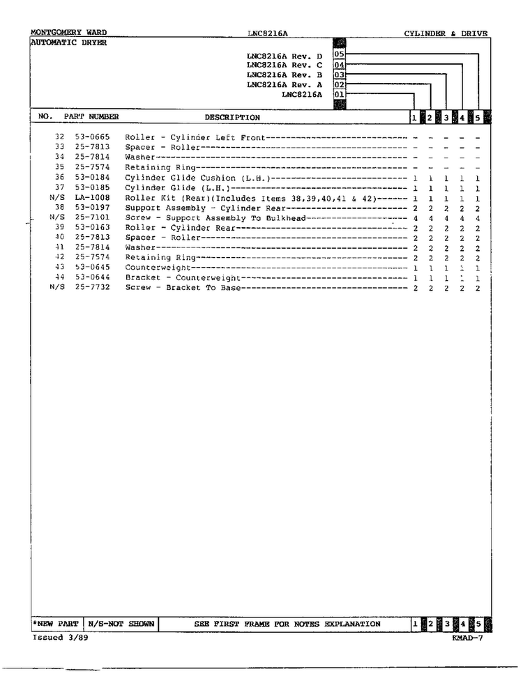 Gas Dryer Cylinder/drive Assembly Page 3 Diagram and Parts List for 8216A  Norge Dryer