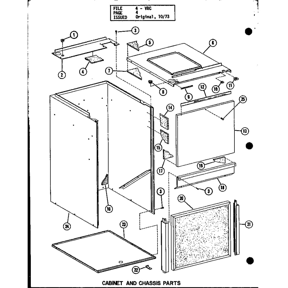Cabinet And Chasis Parts Diagram and Parts List for VBC-18CT-1J P54878-7C Amana Air Conditioner
