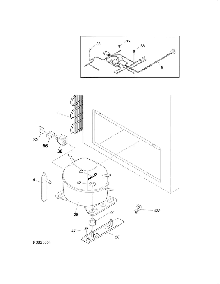 System Diagram and Parts List for CFC224QWA  Crosley Freezer