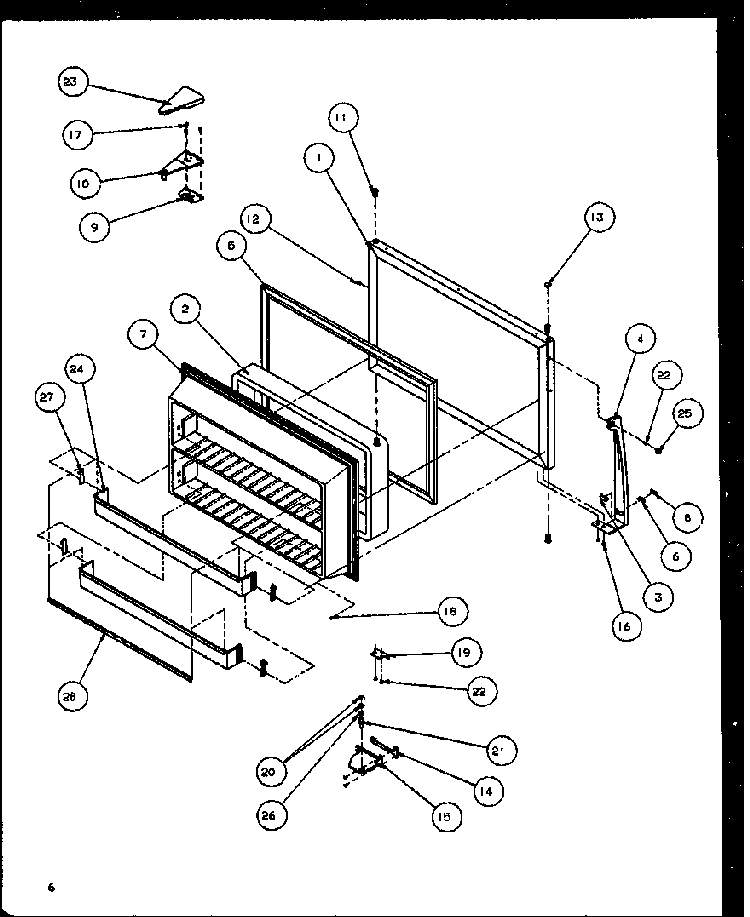 Freezer Door Diagram and Parts List for TG18RBW-P1158303WW  Amana Refrigerator