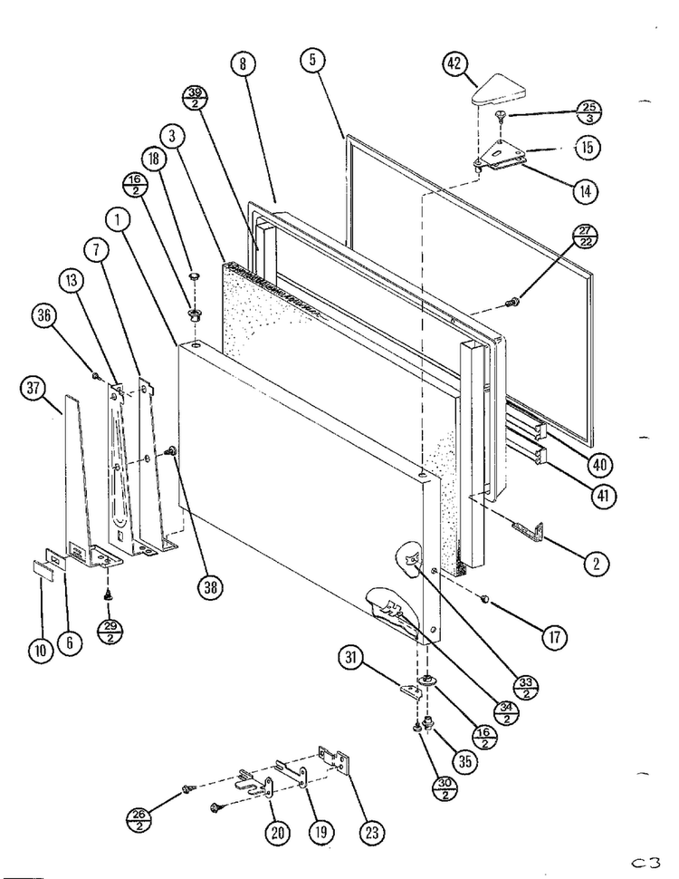 Top Mount Page 25 Diagram and Parts List for TC22N-P116205W  Amana Refrigerator