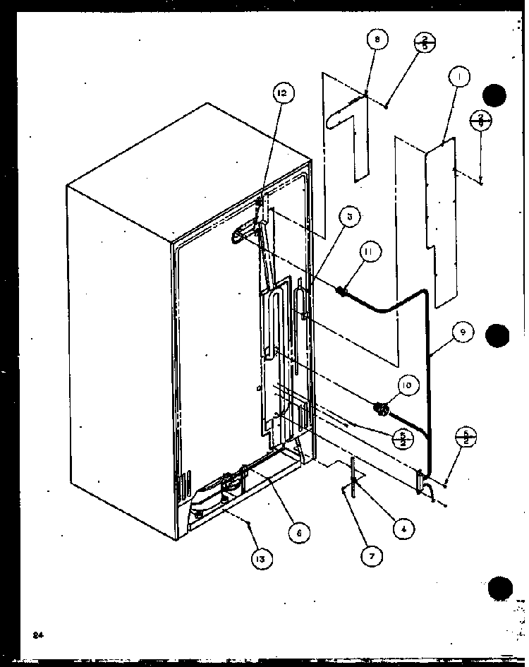 Cabinet Back Diagram and Parts List for SX22J-P1116004W  Amana Refrigerator
