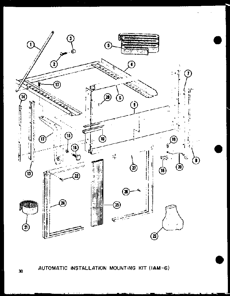 Automatic Installation Mounting Kit Diagram and Parts List for 113W-3W P54975-64R Amana Air Conditioner