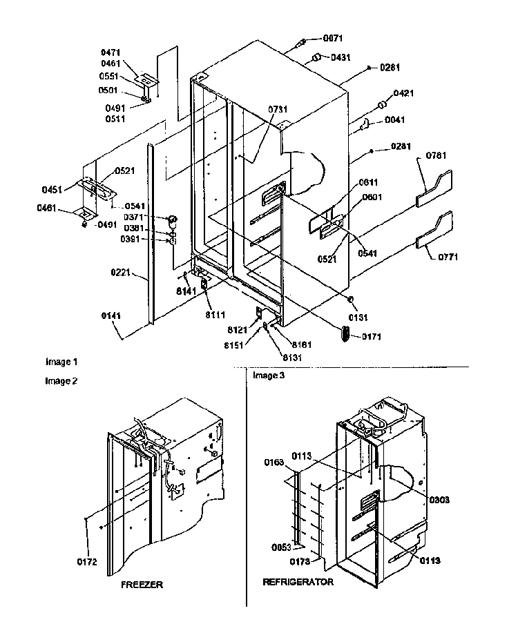 Cabinet Diagram and Parts List for SRD27SE-P1190329WE  Amana Refrigerator