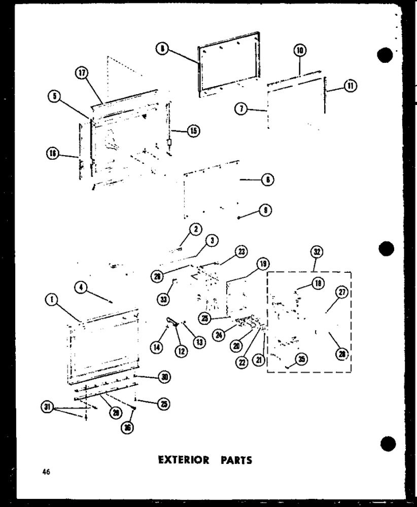 Exterior Parts Diagram and Parts List for RR-6 P72110-1M Amana Microwave