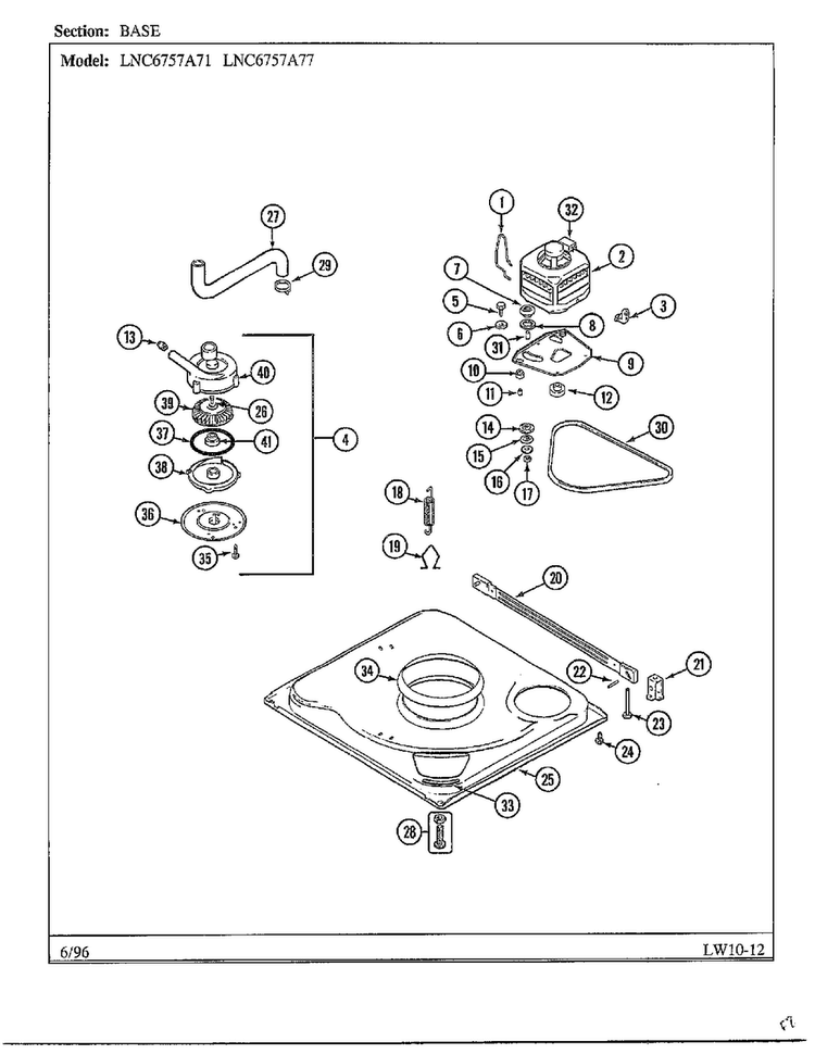 Base Page 2 Diagram and Parts List for LNC6757A77  Admiral Washer