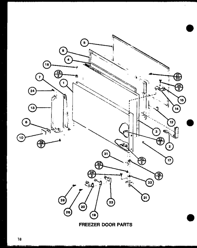 Freezer Door Parts Diagram and Parts List for TL18H-P77110-20W  Amana Refrigerator