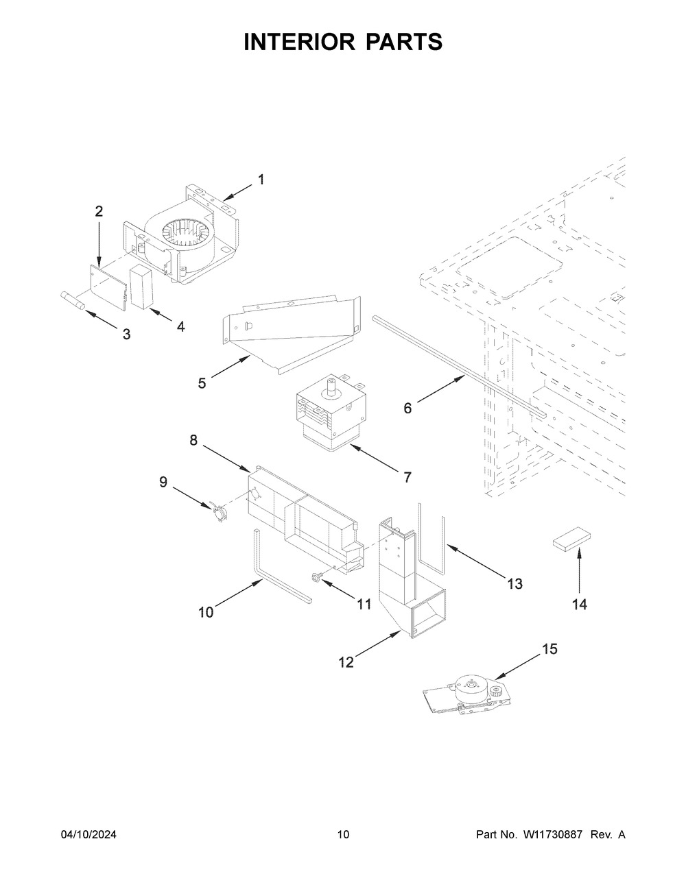 Interior Parts Diagram and Parts List for JMDFS30HM02  Jenn-Air Microwave