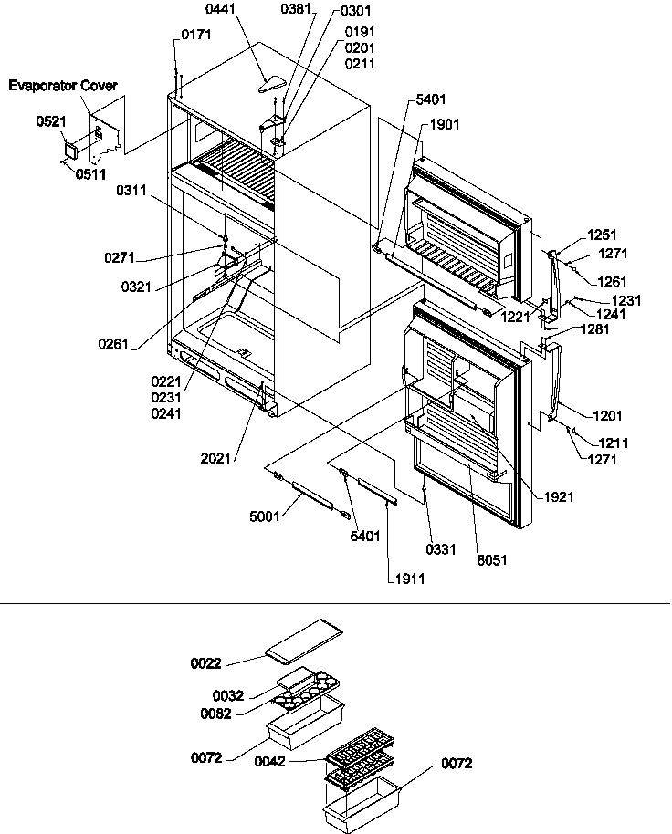 Door, Hinges And Accessories Diagram and Parts List for TA20TW-P1306101WW  Amana Refrigerator