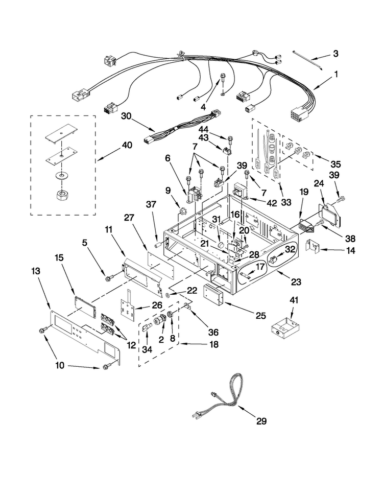 Control Panel And Separator Parts Diagram and Parts List for MLE24PDAGW1  Maytag Dryer