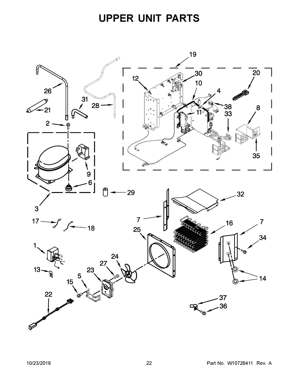 Upper Unit Parts Diagram and Parts List for JS48NXFXDW10  Maytag Refrigerator