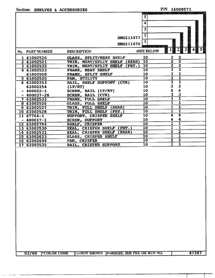 Shelves/accessories Page 2 Diagram and Parts List for HMG211470  Admiral Refrigerator