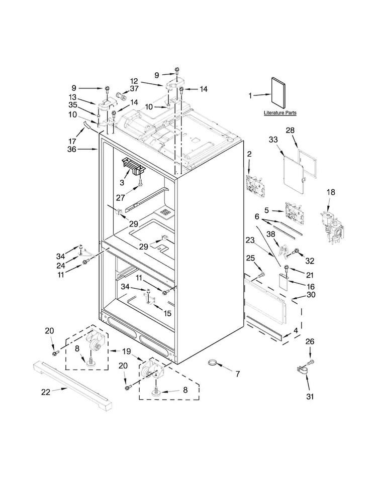 Cabinet Parts Diagram and Parts List for MFT2574DEM01  Maytag Refrigerator