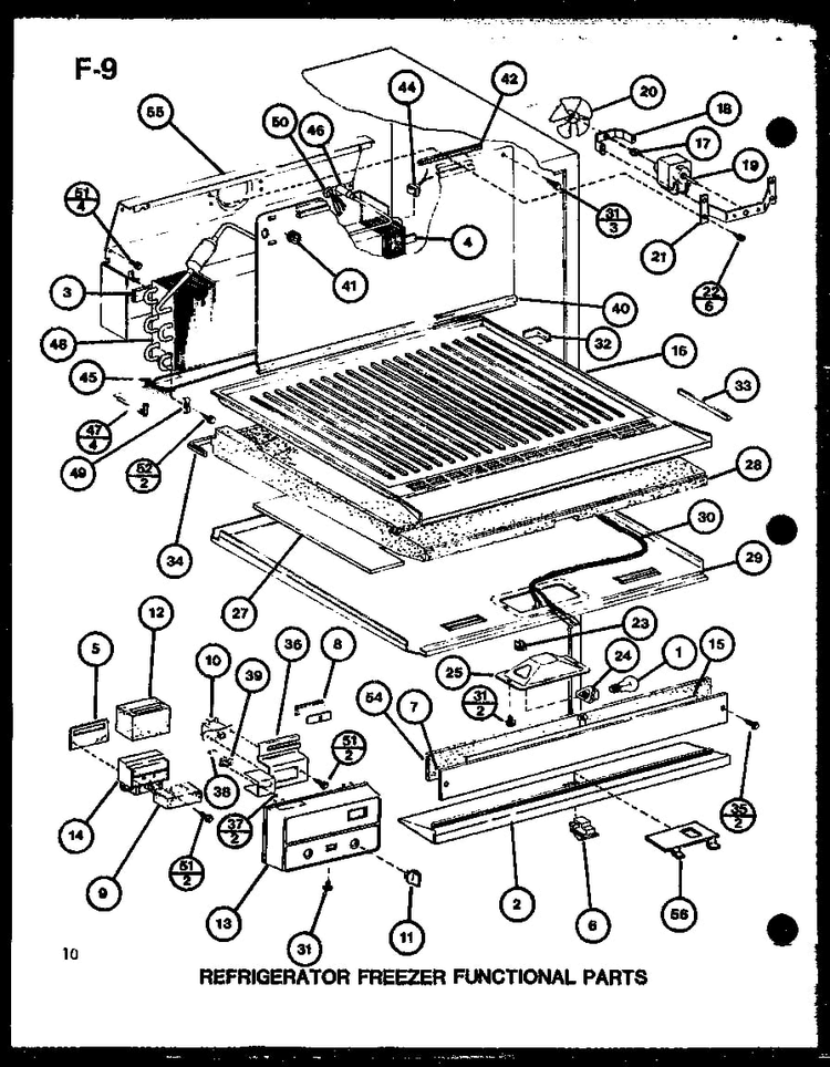 Refrigerator Freezer Functional Parts Diagram and Parts List for TL18G-P76512-24W  Amana Refrigerator