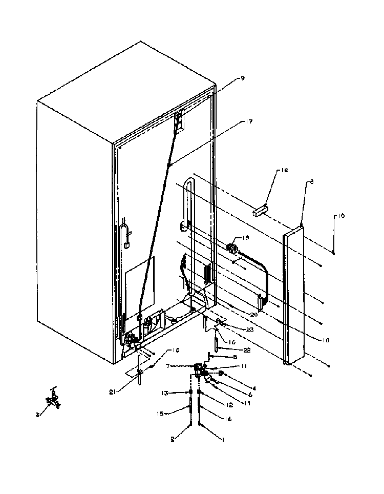 Cabinet Back Diagram and Parts List for 1999CIWEW-P1171101WW  Amana Refrigerator