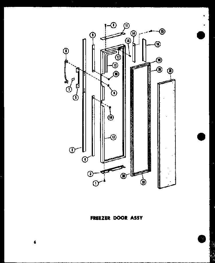 Freezer Door Assy Diagram and Parts List for SD19A-C-P60350-7WC  Amana Refrigerator