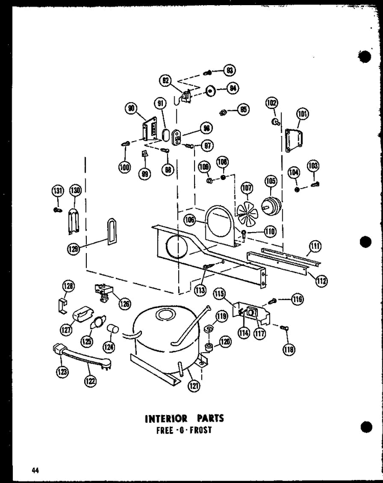 Interior Parts Diagram and Parts List for EU12F P60117-30W Amana Freezer