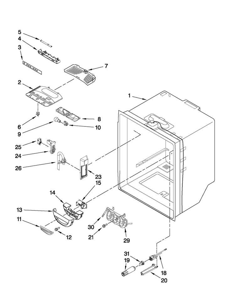 Refrigerator Liner Parts Diagram and Parts List for JFC2290VTB4  Jenn-Air Refrigerator