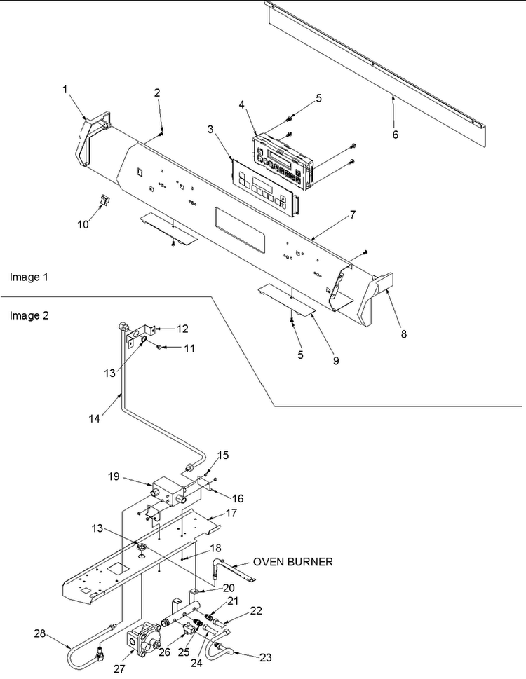 Control Panel And Gas Supply Diagram and Parts List for ACS3350AW0  Amana Range