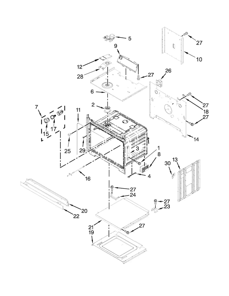 Lower Oven Parts Diagram and Parts List for MEW7627DS00  Maytag Wall Oven