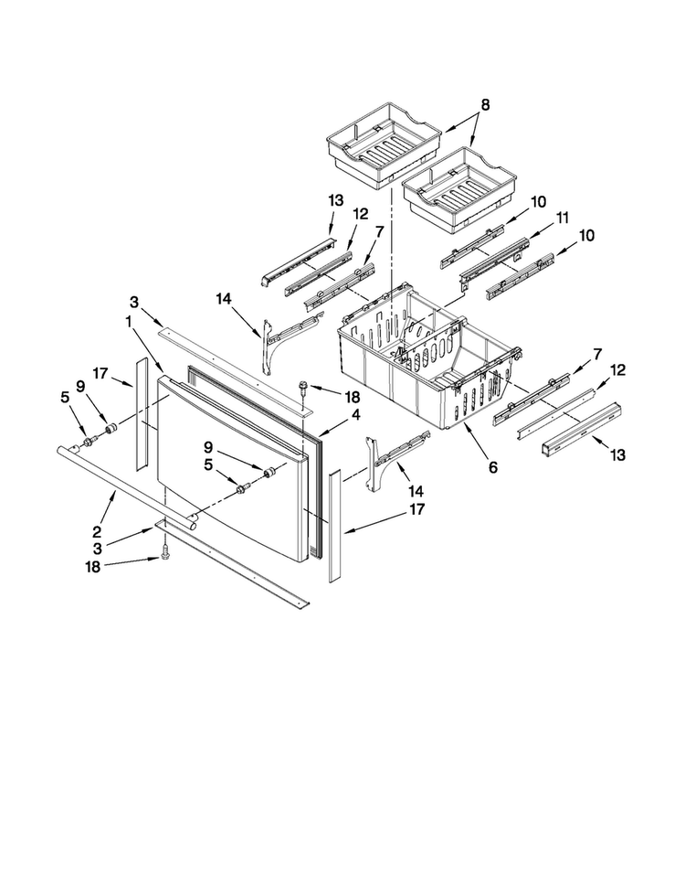 Freezer Door Parts Diagram and Parts List for JFI2089WTS2  Jenn-Air Refrigerator