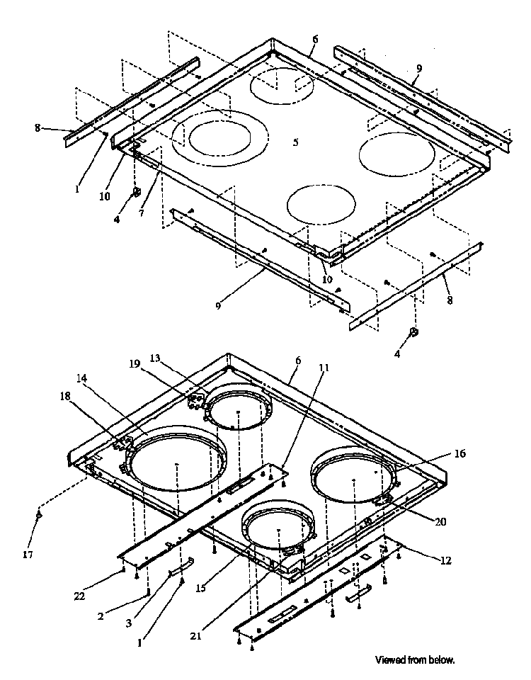 Rangetop Diagram and Parts List for ARH664E-P1130981NE  Amana Range