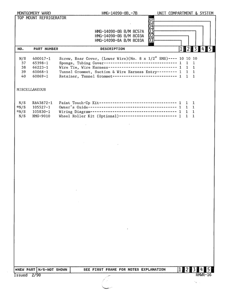 Unit Compartment And System Page 3 Diagram and Parts List for 19090A  Admiral Refrigerator