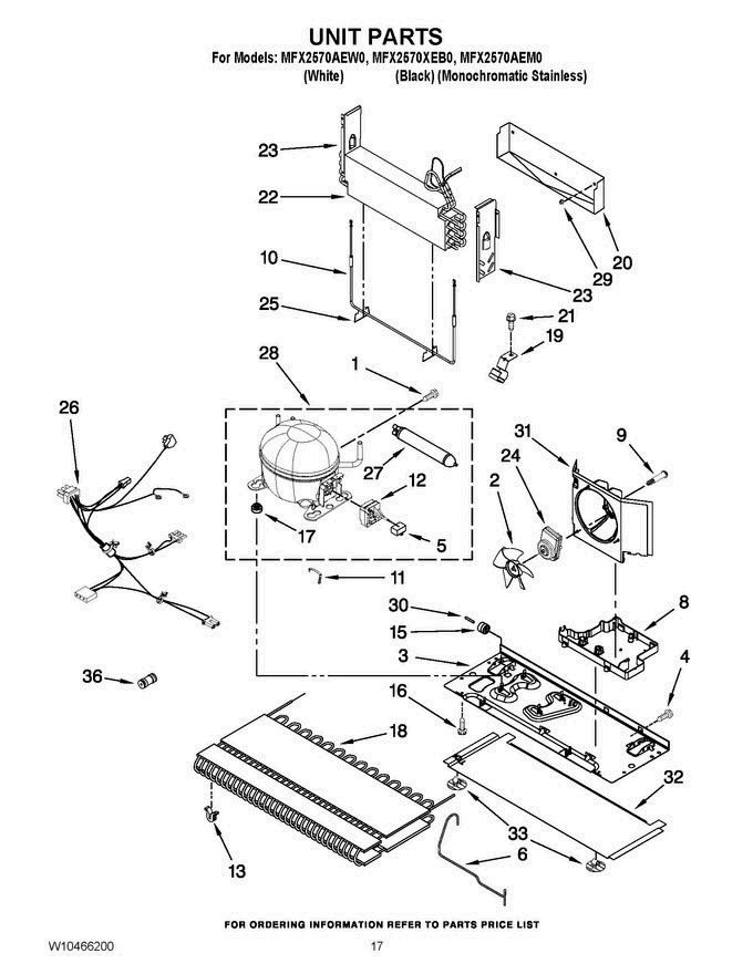 09 - Unit Parts Diagram and Parts List for MFX2570XEB0  Maytag Refrigerator