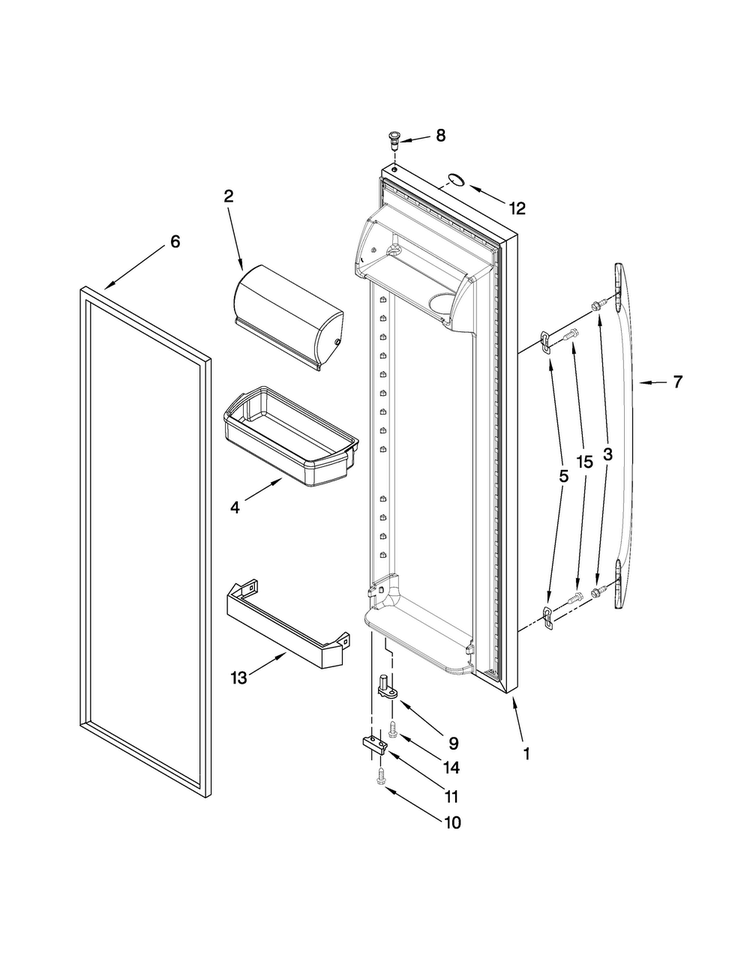Refrigerator Door Parts Diagram and Parts List for MSD2272VEB00  Maytag Refrigerator