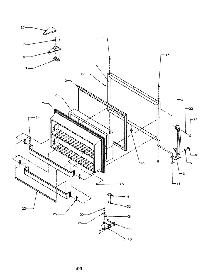 Freezer Door Diagram and Parts List for TA18R3-P1181705WW  Amana Refrigerator