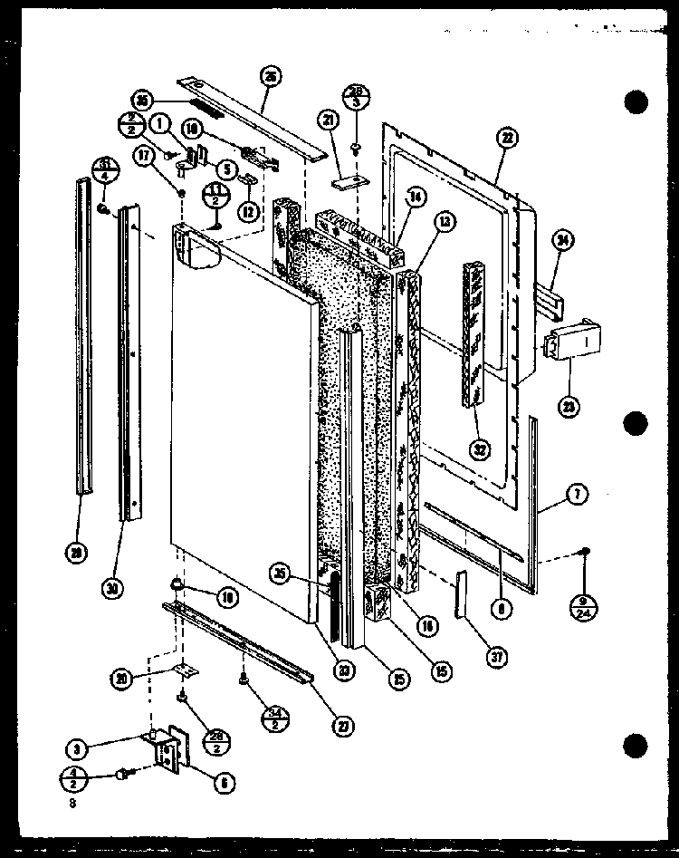 Freezer Door Diagram and Parts List for SRI19GL-P7745504WL  Amana Refrigerator