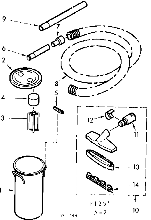 Attachment Parts Diagram and Parts List for 116A1251  Kenmore Filters & Accessories