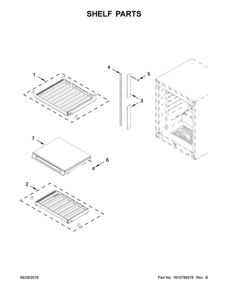 Shelf Parts Diagram and Parts List for JUW24FLECX00  Jenn-Air Wine and Beverage Cooler