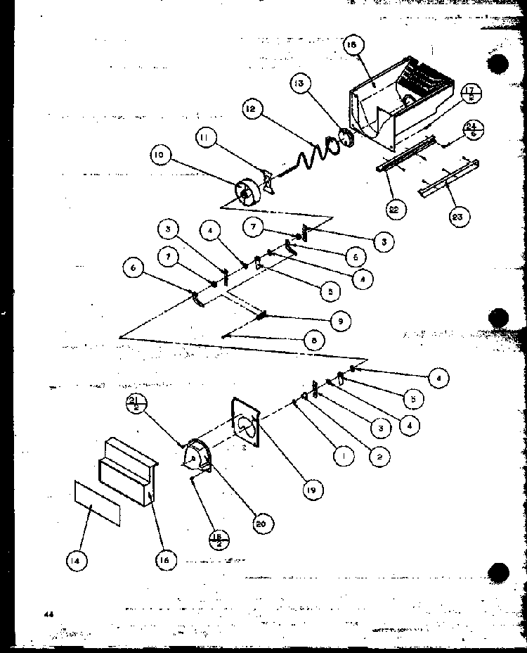 Crushed Ice Bucket Diagram and Parts List for SZDE27MPL-P1124403WL  Amana Refrigerator