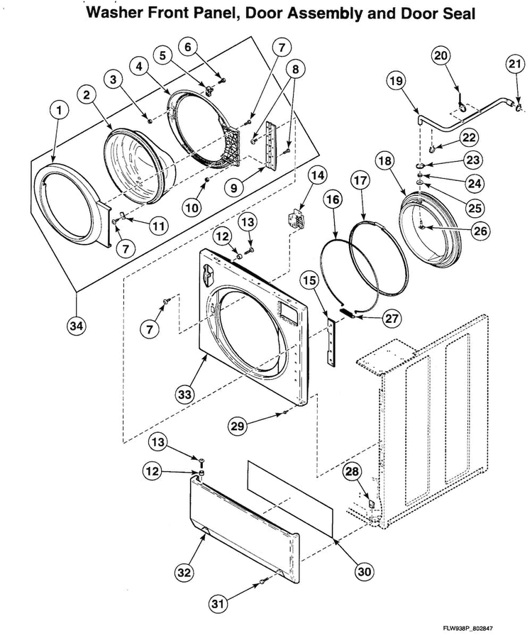 Door Assy Diagram and Parts List for LTSA9AWN  Speed Queen Washer Dryer Combo