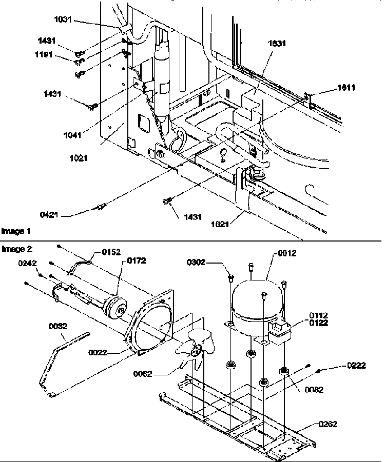 Machine Compartment Assembly Diagram and Parts List for BXF19TW-P1311901WW  Amana Refrigerator