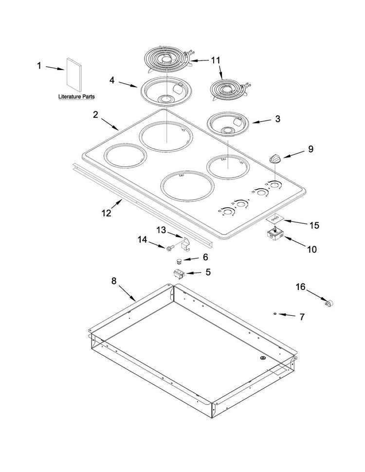 Cooktop Parts Diagram and Parts List for ACC6340KFW00  Amana Cooktop