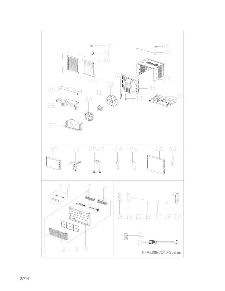 Recommended Spare Parts Diagram and Parts List for CAE08EHQ11  Crosley Air Conditioner
