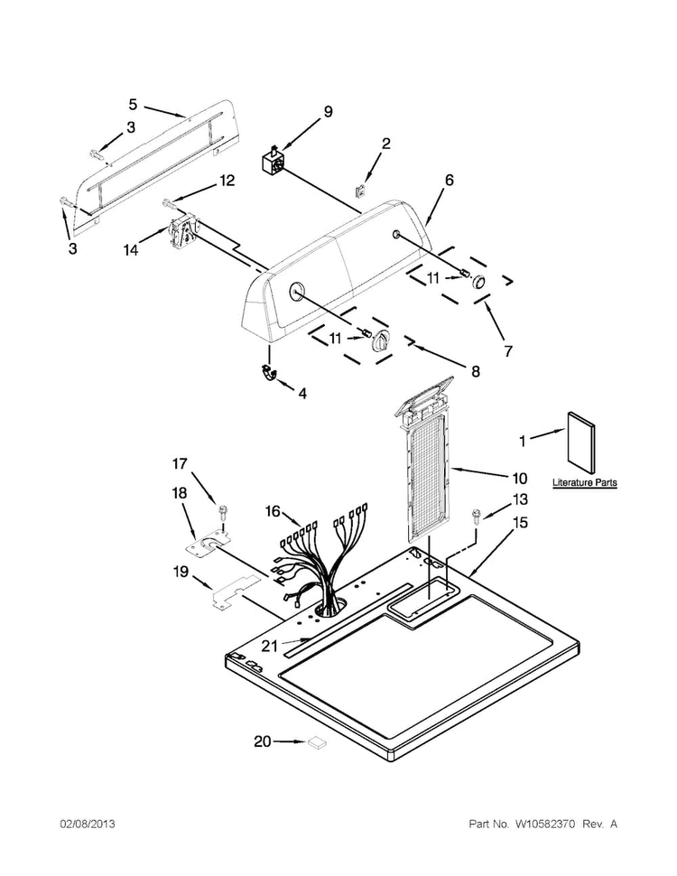 Top And Console Parts Diagram and Parts List for NED4600YQ1  Amana Dryer