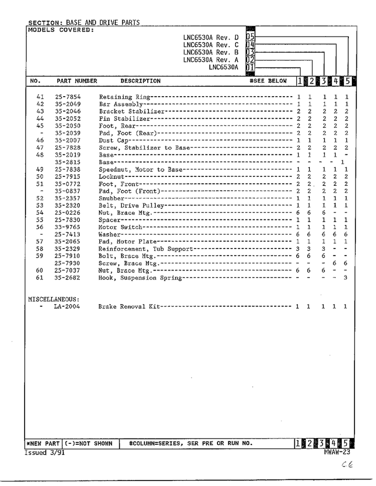 Base And Drive Parts Page 3 Diagram and Parts List for 6530A REV A Norge Washer