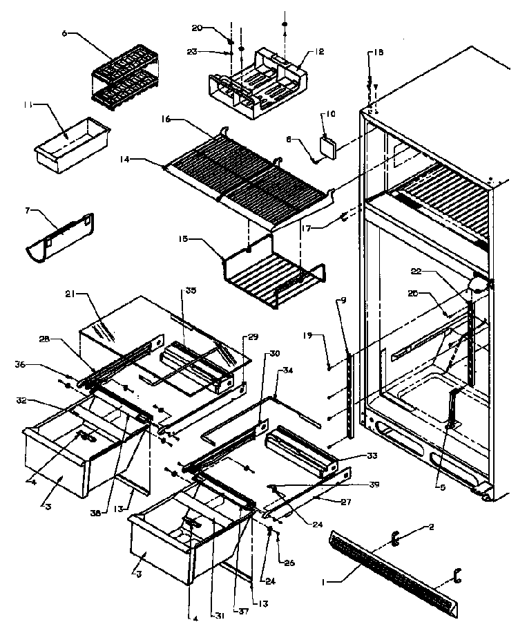 Cabinet Shelving Diagram and Parts List for TC18A3L-P1181812WL  Amana Refrigerator