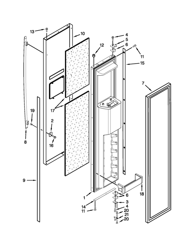 Freezer Door Parts Diagram and Parts List for JS42SEDUDW14  Jenn-Air Refrigerator