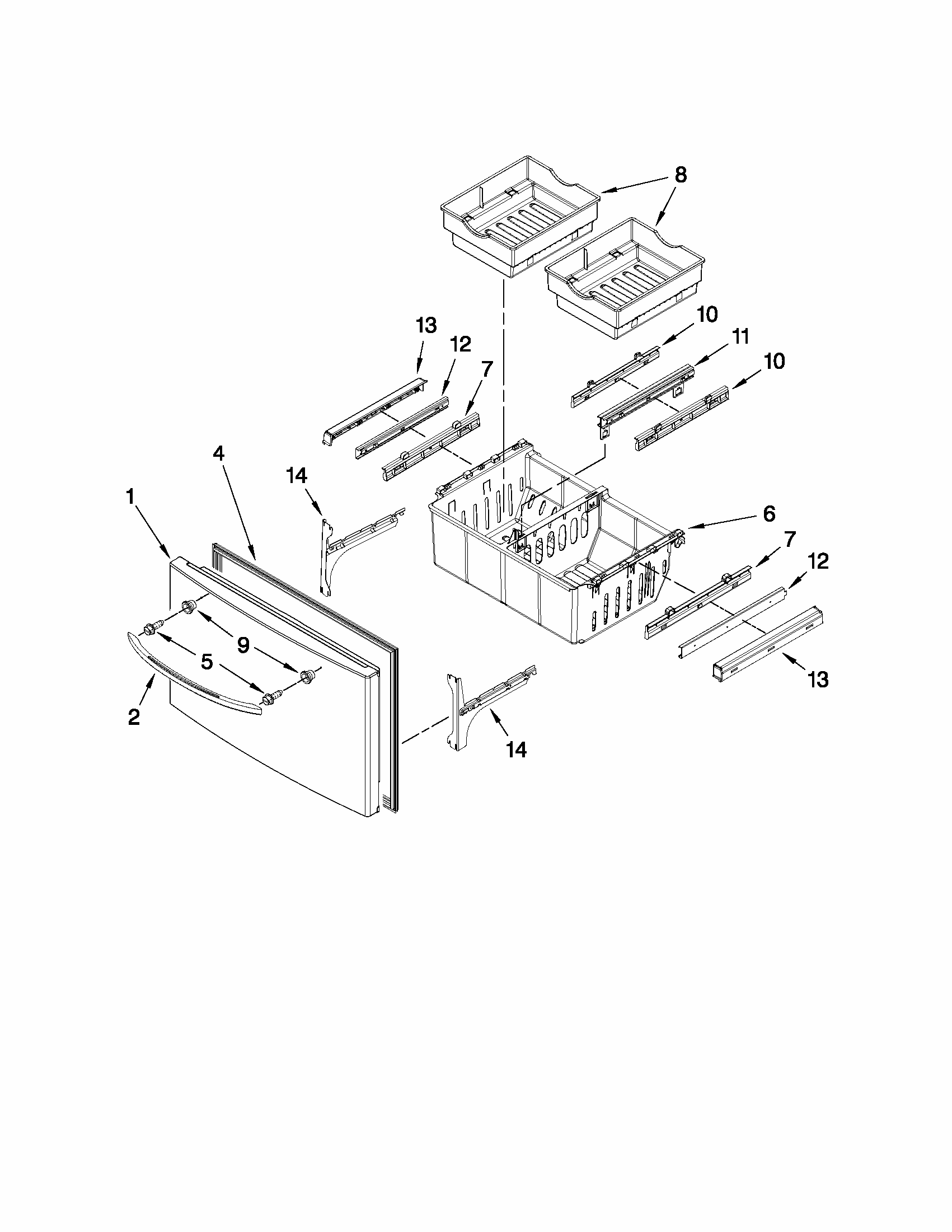 Freezer Door Parts Diagram and Parts List for MFI2269VEM1  Maytag Refrigerator